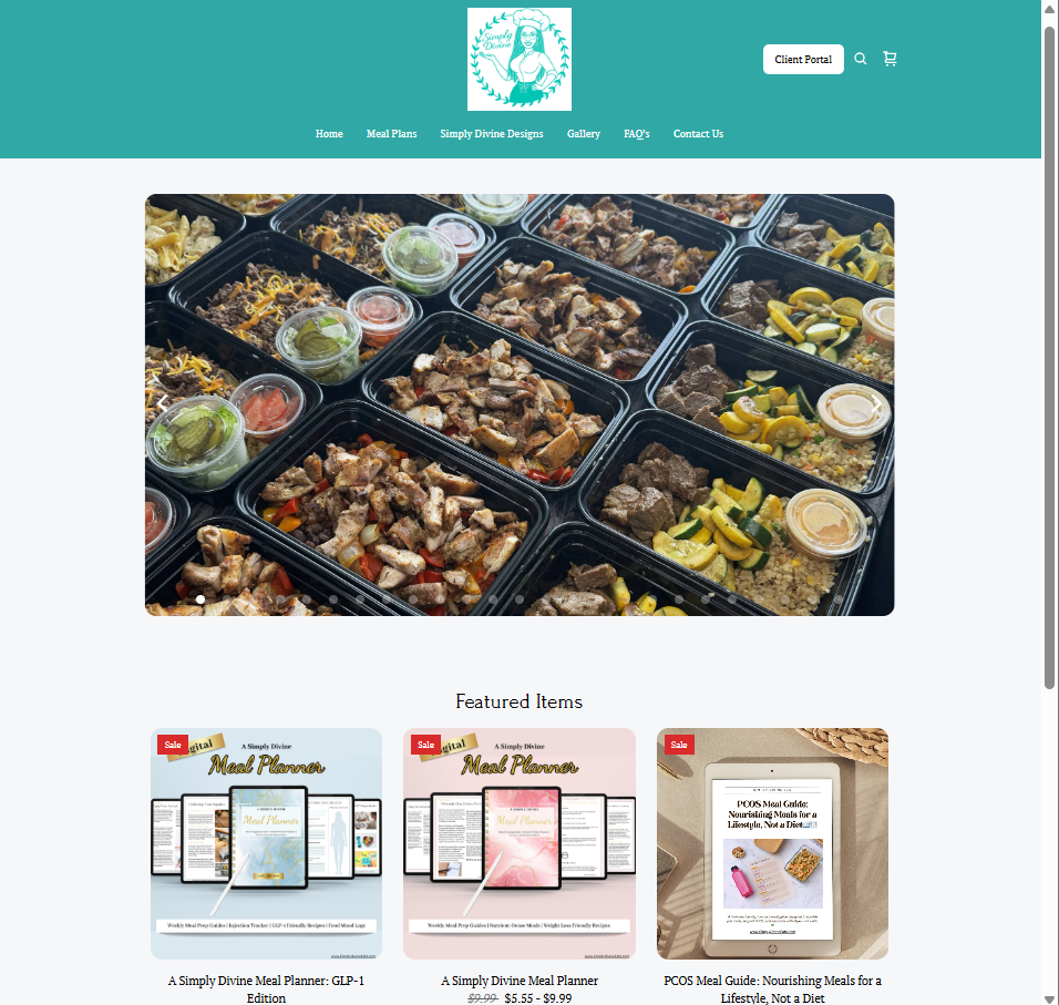 Simply Divine Eats website featured products