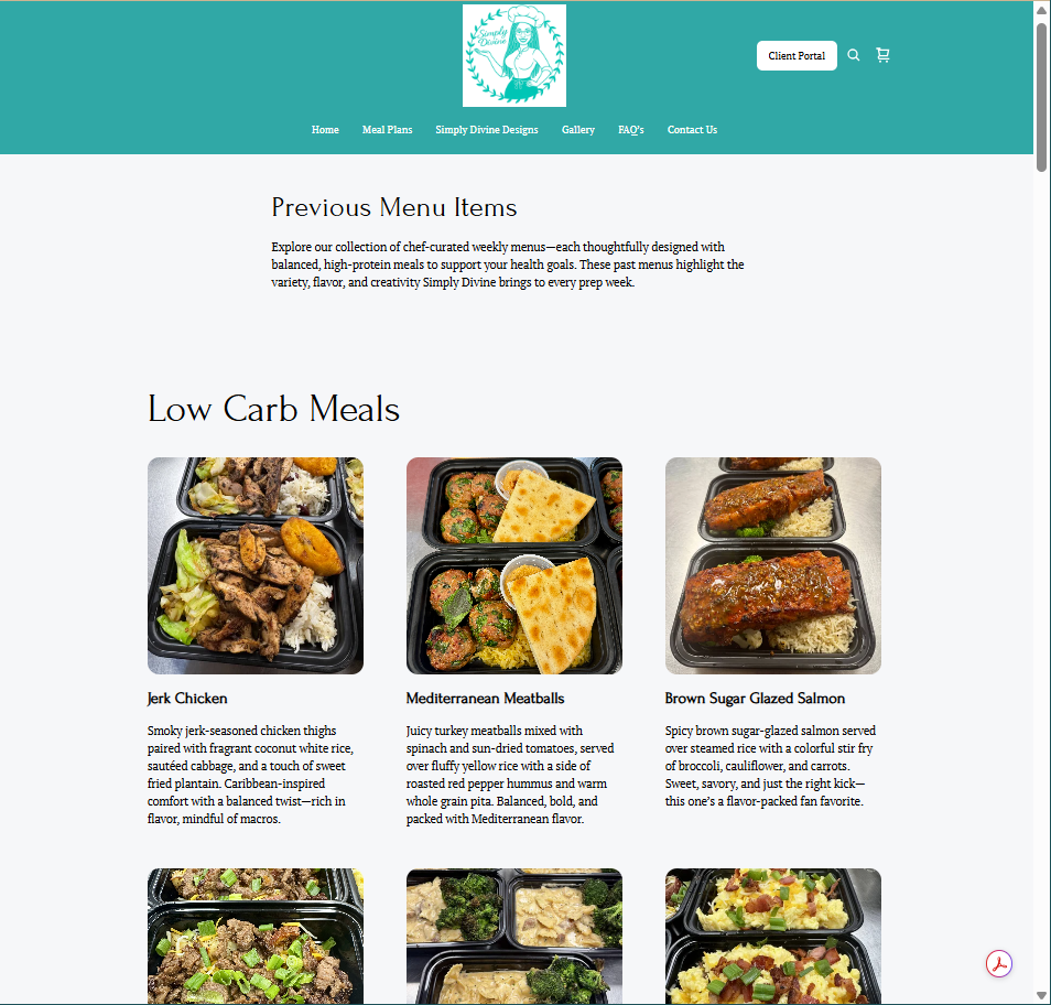 Simply Divine Eats menu gallery